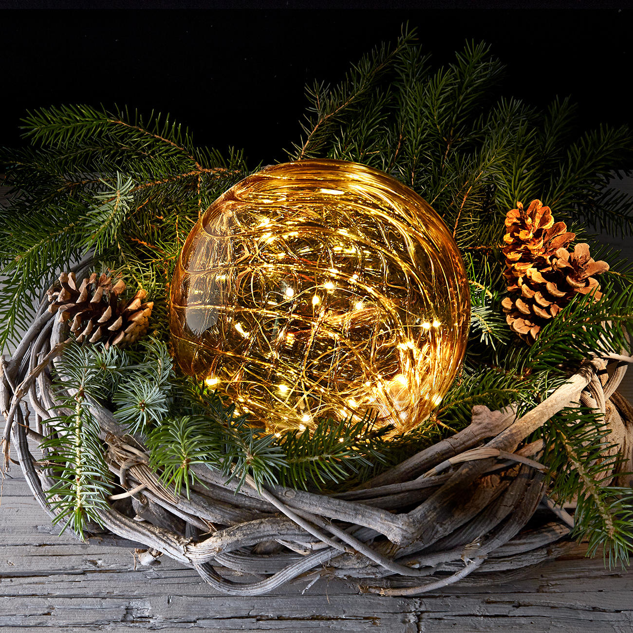LED glazen bol set van 3 - Exclusieve grootte, warm wit, incl. timer en krasbescherming - 10, 12 en 15 cm LED-bollen op batterijen - harmonieuze LED-lichtballen als unieke decoratie