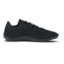 zwart Zwarte Barfuß-leguano® sneaker, unisex, zijaanzicht met veters.