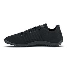 zwart Zwarte Barfuß-leguano® sneaker, unisex, zijaanzicht met veters.