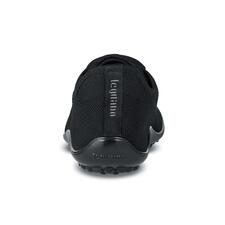 zwart Achteraanzicht van een zwarte Barfuß-leguano® sneaker, unisex.