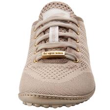 goud Vooraanzicht van een beige Barfuß-leguano® sneaker met veters.