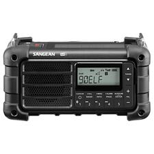 zwart Digitale survivalradio met een zichtbaar LCD-display in close-up.