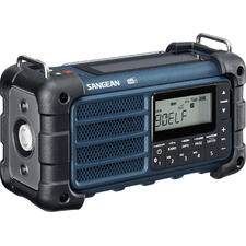 blauw Robuuste, draagbare blackout-radio in blauw met digitaal display.
