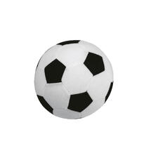 Ronde voetbal met zwart-witte vakken.
