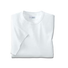 korte mouw, ronde hals, wit Wit Sunspel-shirt, korte mouwen, ronde hals, maat 46/48.