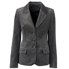 zwart/grijs Vooraanzicht van de wasbare fluwelen blazer in houndstooth.