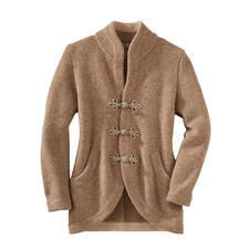 taupe Mirabell Softwalk-jacket met drie knopen aan de voorkant en zakken