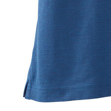 blauw Pima-cotton melange polo, detailweergave van de zoom in blauw.