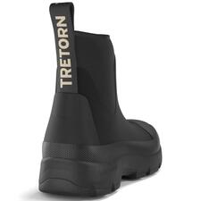 zwart Achteraanzicht van een zwarte Tretorn neopreen Chelsea-boot.