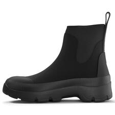 zwart Zijaanzicht van een zwarte Tretorn neopreen Chelsea-boot.