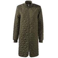 donkergroen Olijfgroene gewatteerde jas met rits en lange mouwen.