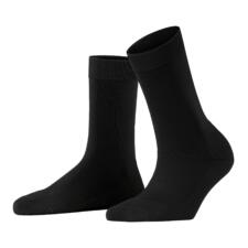 dames, sokken, zwart Zwarte FALKE ClimaWool sokken voor dames, voorkant.