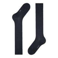 heren, kniekousen, navy Zwarte FALKE ClimaWool sokken, voorkant.