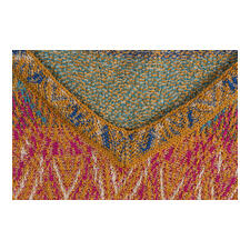 shirt Close-up van de halslijn van een IVKO Jacquard-combinatie in felle kleuren.