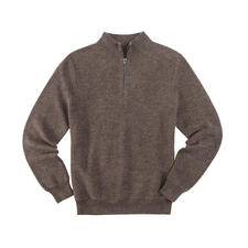 Schipperstrui van kasjmier-piqué - Zacht en warm dankzij kasjmier. Licht en luchtig dankzij piqué. Kasjmier piqué trui in bruin met rits.