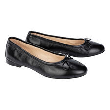 zwart Zwarte ballerina's met knoopdecoratie, zijaanzicht