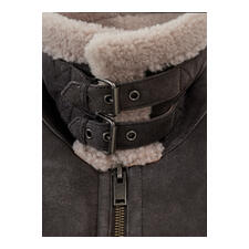 OCONI B3-pilotenjack van lamsvacht Bruine lamsvellen pilotenjack met dubbele sluiting en zachte kraag