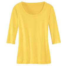 geel Gele Wolff T-shirt met ronde hals en 3/4 mouwen.