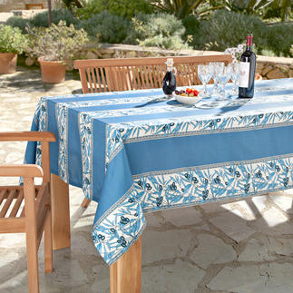 Afwasbaar olijventafelkleed Typisch Provence: tafelkleed met olijvenmotief van 100% katoen. Maar 100% ongevoelig.