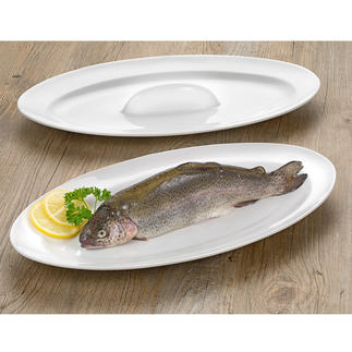 Bak- en serveerschaal voor vis Sappig gebakken vis: aan alle kanten mooi bruin en stijlvol geserveerd.