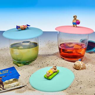 Set van 3 afdekplaatjes voor glazen Deze coole beach boys en girls beschermen uw glas tegen vervelende insecten.