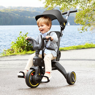 Inklapbare compacte driewieler Liki In enkele seconden in te klappen tot het formaat van handbagage. Voor kinderen van 10 maanden tot 3 jaar.