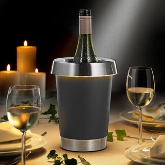 Led-wijnkoeler Dubbelwandige koeler met geïntegreerde ledverlichting creëert de perfecte sfeer voor gezellige avonden.