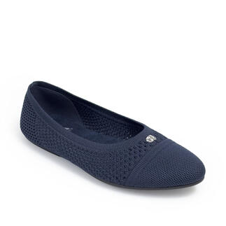 Marine mesh ballerina met zilveren applicatie.