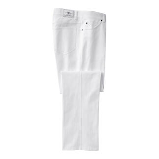 Witte T400 jeans met een ingekorte pijp op een witte achtergrond