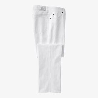 Witte T400 jeans met een ingekorte pijp op een witte achtergrond