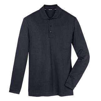 Langsleeve polo in Navy, maat 48, gemaakt van Pima-interlock stof.