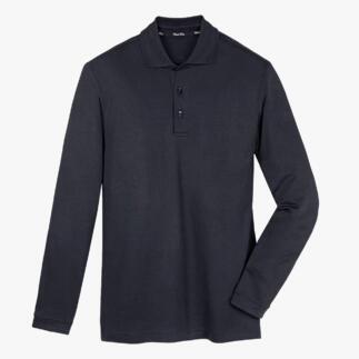 Langsleeve polo in Navy, maat 48, gemaakt van Pima-interlock stof.
