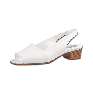 Witte Mario Arpili sandalette in maat 36 met een gematigde houten hak.