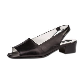 Zwarte Mario Arpili sandalette in maat 36 met een gematigde houten hak.