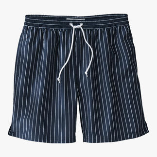 Marineblauwe Swim & Dry zwembroek met witte strepen.