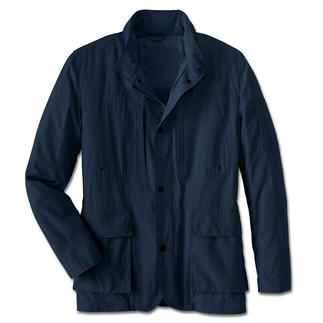 Navy smart casual functionele jas op een witte achtergrond.