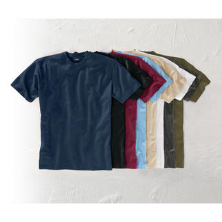 Verschillende kleuren van het 155 g-Ragman T-shirt op een tafel.