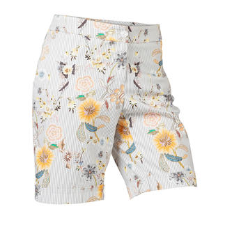 Elegante bermuda shorts met bloemenpatroon in pastelkleuren.