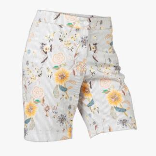 Elegante bermuda shorts met bloemenpatroon in pastelkleuren.