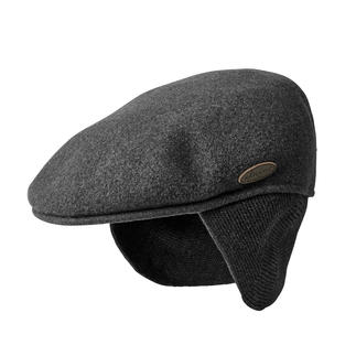 Kangol-pet met oorkleppen, zijaanzicht.