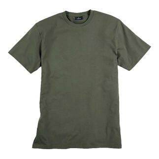 Khaki dames t-shirt, plat op een witte achtergrond.