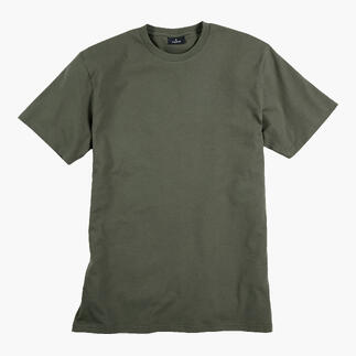 Khaki dames t-shirt, plat op een witte achtergrond.