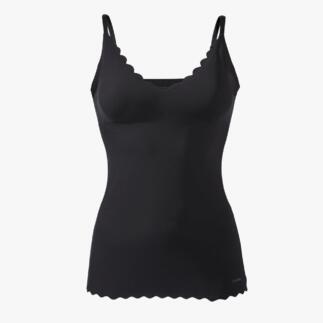 Zwart Skiny bh-top met brede schouderbanden en diepe halslijn.