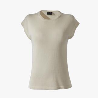 Beige Pima zijde top met korte mouwen