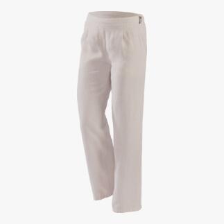 Beige comfort linnen instapbroek met zijzakken