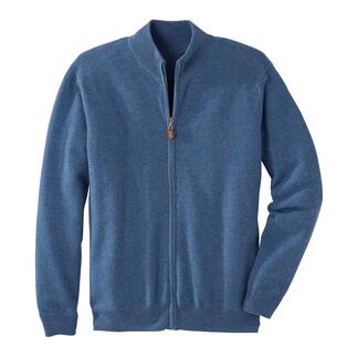 Blauwe kasjmier sweatjack met open rits