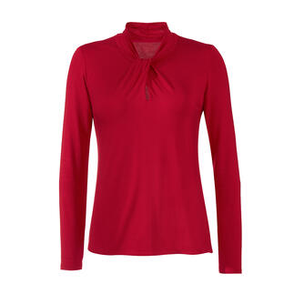 Open, rood Tencel™-shirt van LaSalle Amsterdam, maat 36.