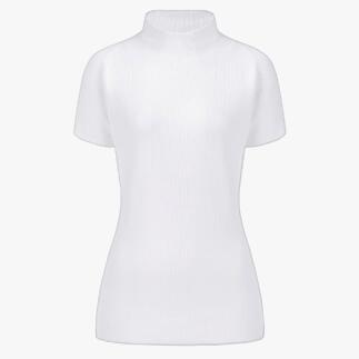 Witte korte mouw trui, maat 36, met staande kraag.