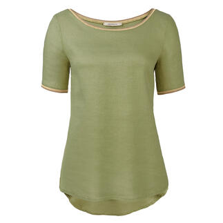 La Feé Maraboutée linnen shirt in olijfgroen met ronde hals