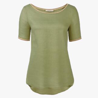 La Feé Maraboutée linnen shirt in olijfgroen met ronde hals